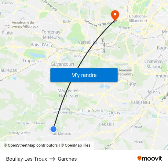 Boullay-Les-Troux to Garches map