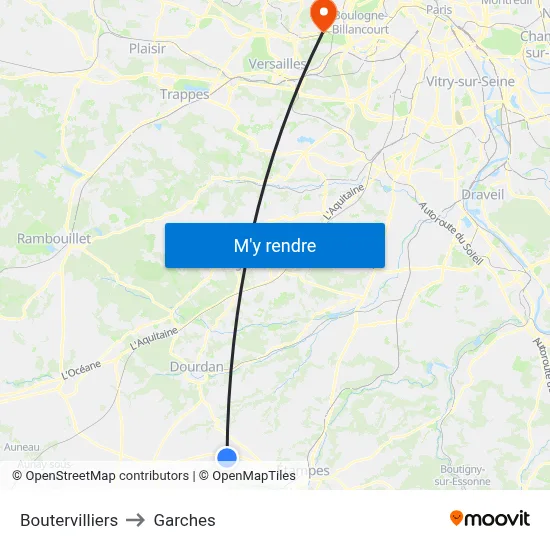 Boutervilliers to Garches map