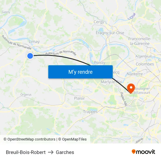 Breuil-Bois-Robert to Garches map