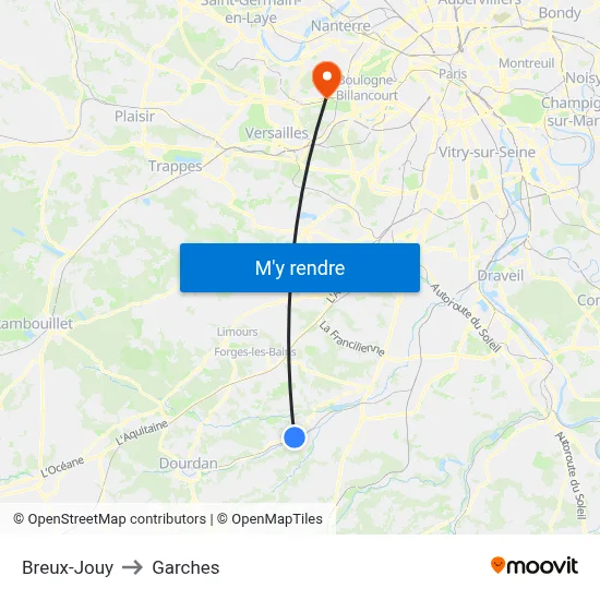 Breux-Jouy to Garches map