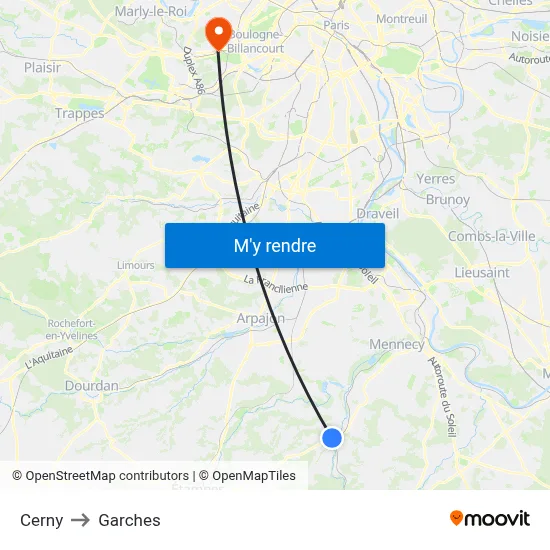 Cerny to Garches map