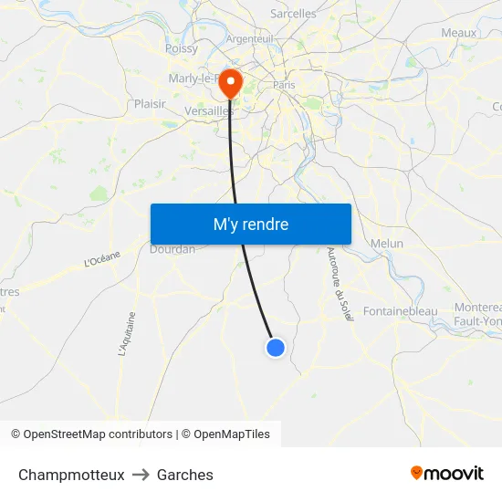 Champmotteux to Garches map