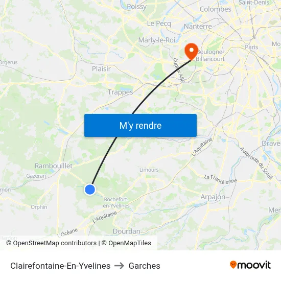 Clairefontaine-En-Yvelines to Garches map