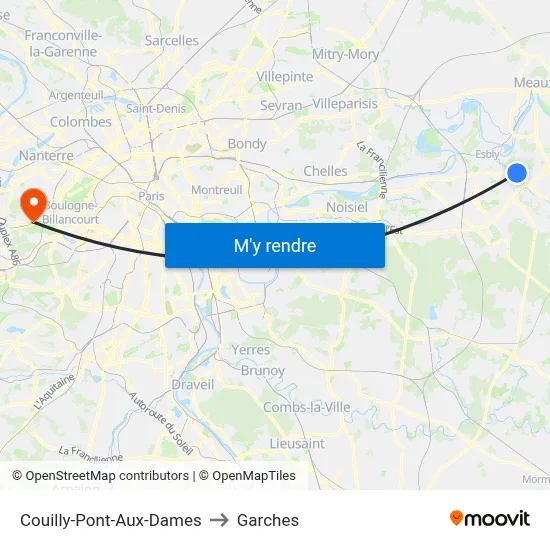 Couilly-Pont-Aux-Dames to Garches map