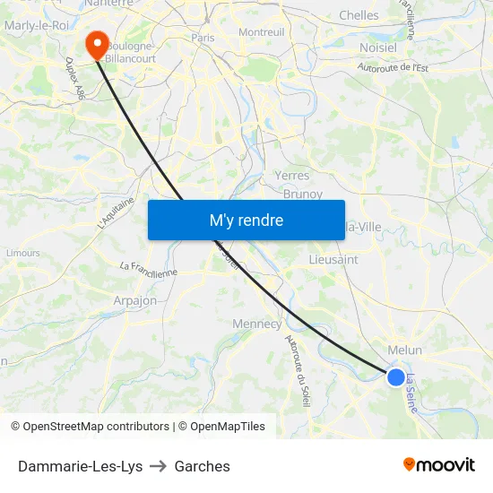 Dammarie-Les-Lys to Garches map