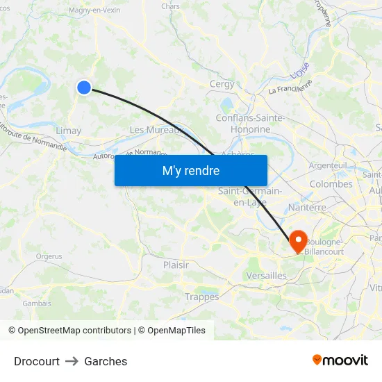 Drocourt to Garches map
