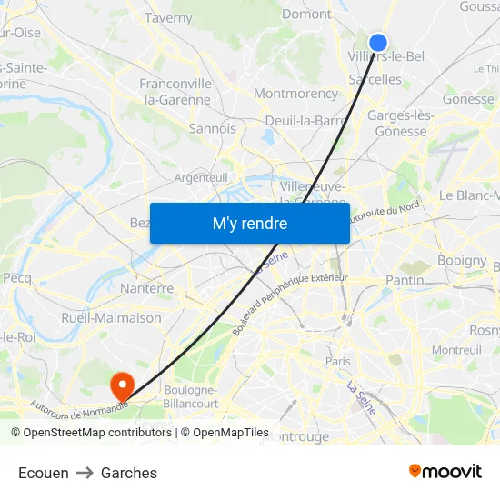 Ecouen to Garches map