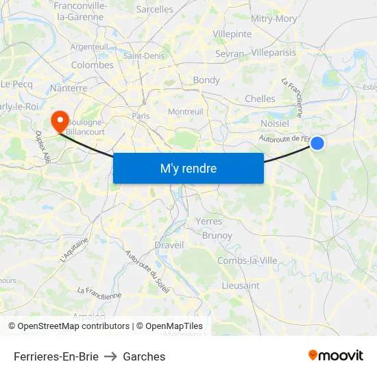 Ferrieres-En-Brie to Garches map