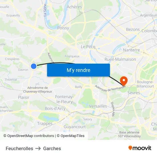 Feucherolles to Garches map
