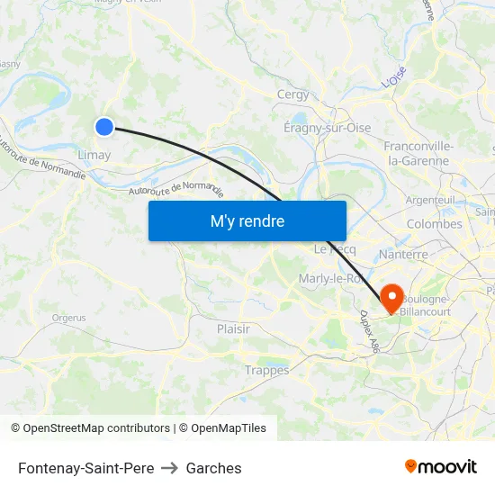 Fontenay-Saint-Pere to Garches map