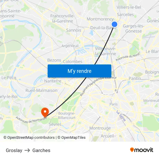Groslay to Garches map