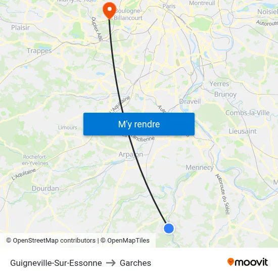 Guigneville-Sur-Essonne to Garches map
