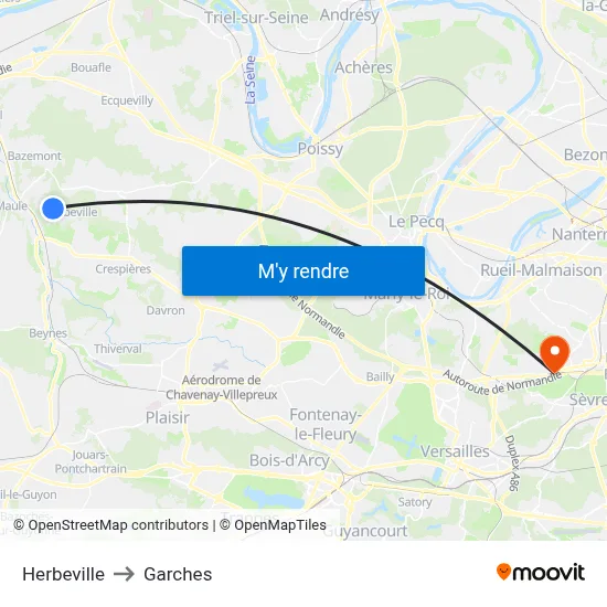 Herbeville to Garches map