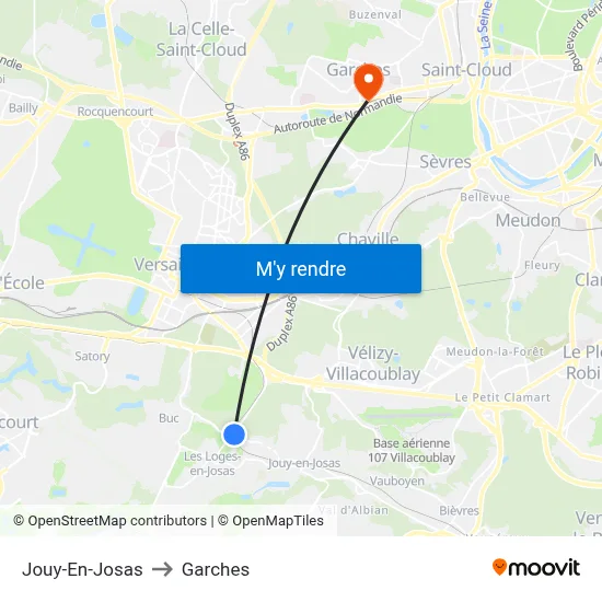 Jouy-En-Josas to Garches map