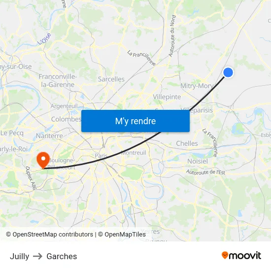 Juilly to Garches map