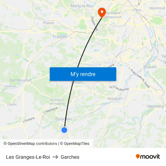 Les Granges-Le-Roi to Garches map