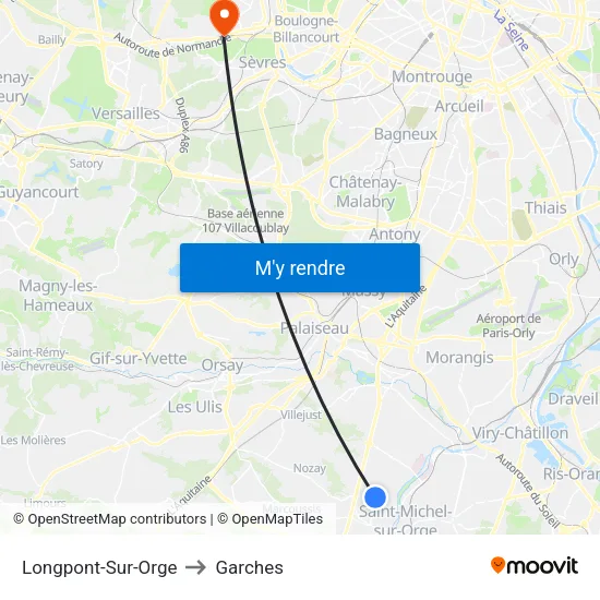Longpont-Sur-Orge to Garches map