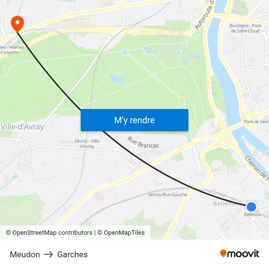 Meudon to Garches map