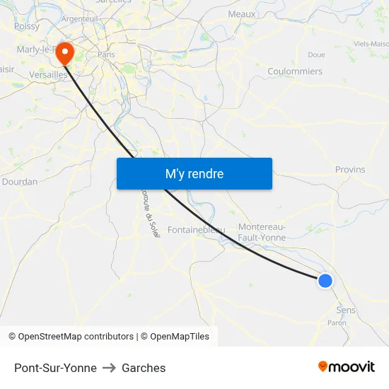 Pont-Sur-Yonne to Garches map