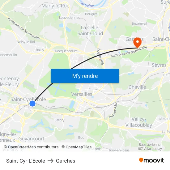 Saint-Cyr-L'Ecole to Garches map