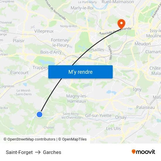 Saint-Forget to Garches map