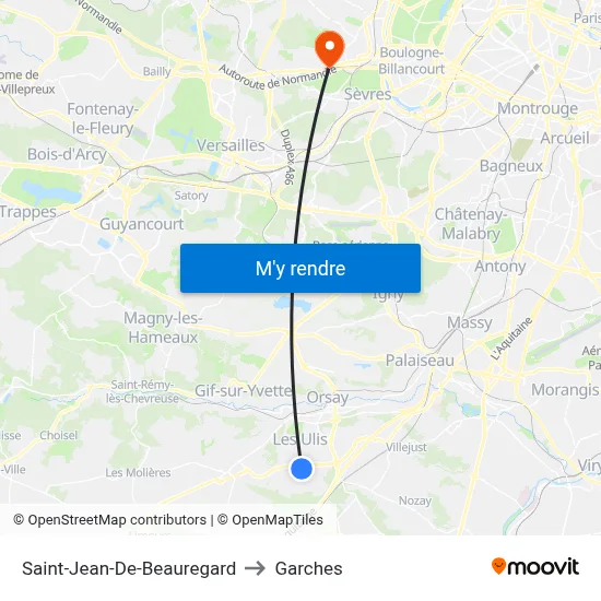 Saint-Jean-De-Beauregard to Garches map
