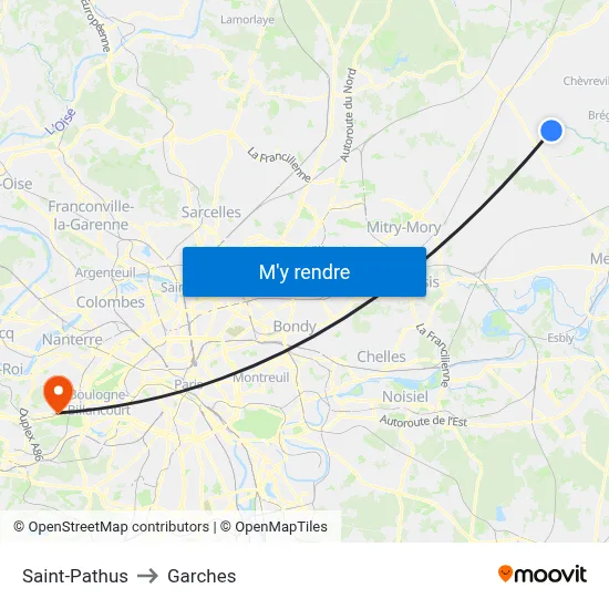 Saint-Pathus to Garches map