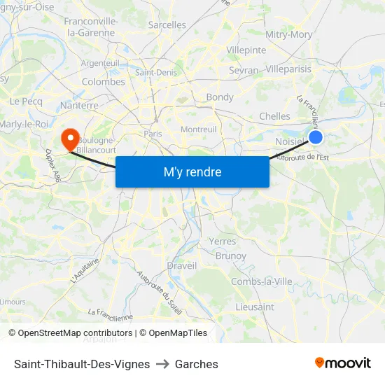 Saint-Thibault-Des-Vignes to Garches map