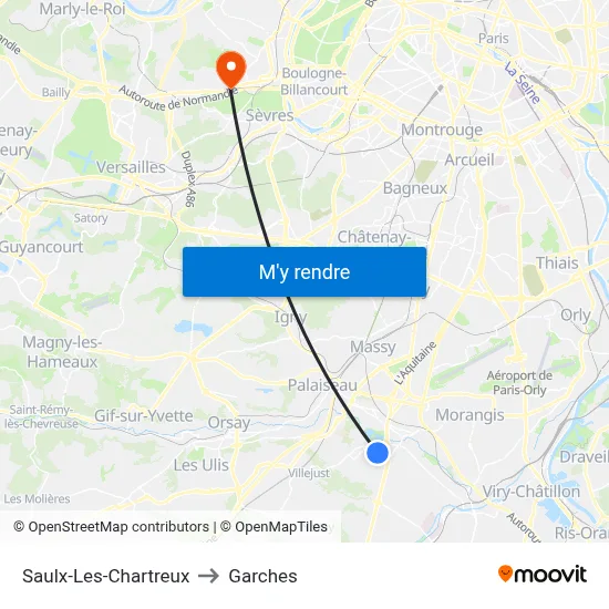 Saulx-Les-Chartreux to Garches map