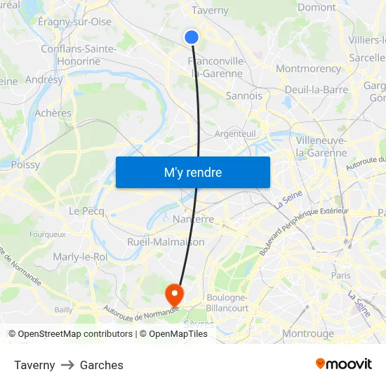 Taverny to Garches map