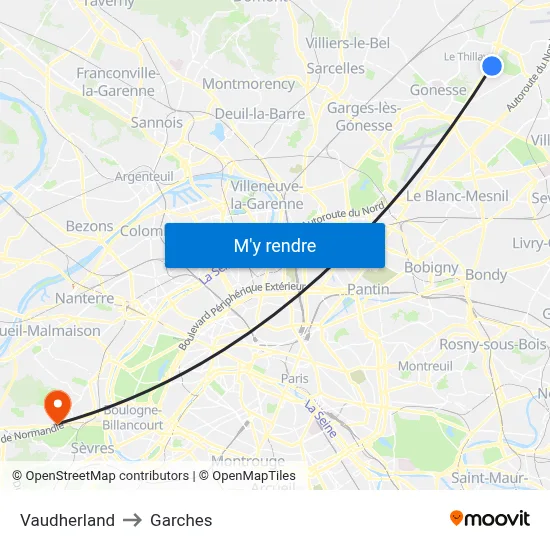 Vaudherland to Garches map