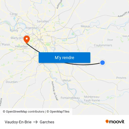 Vaudoy-En-Brie to Garches map