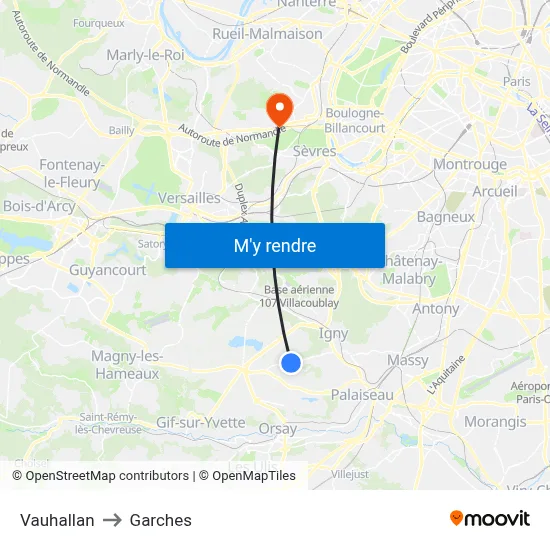 Vauhallan to Garches map
