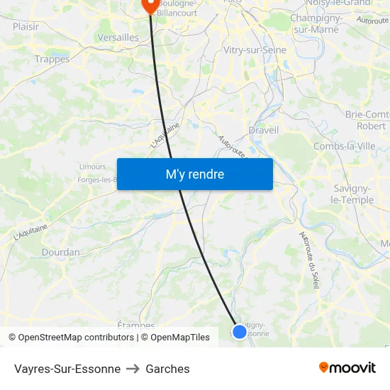 Vayres-Sur-Essonne to Garches map
