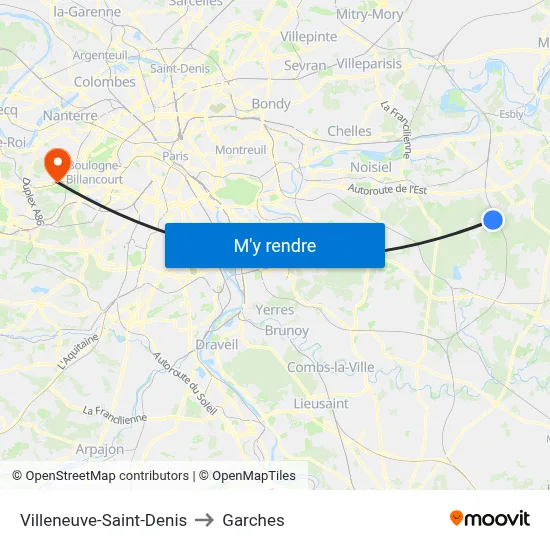 Villeneuve-Saint-Denis to Garches map
