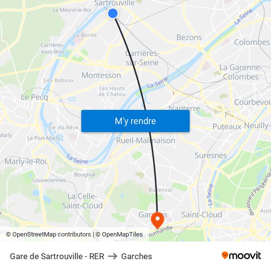 Gare de Sartrouville - RER to Garches map