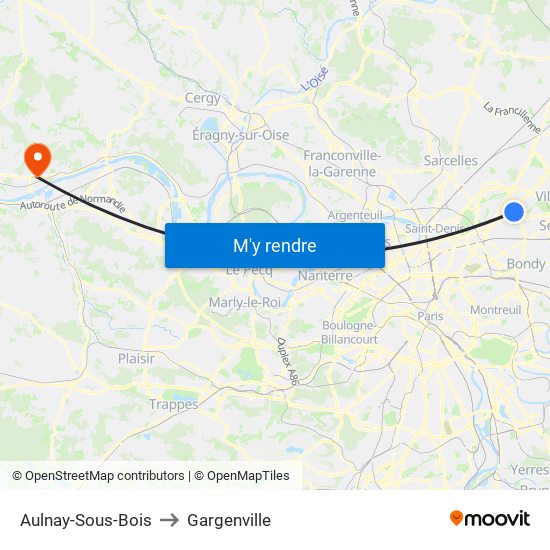 Aulnay-Sous-Bois to Gargenville map