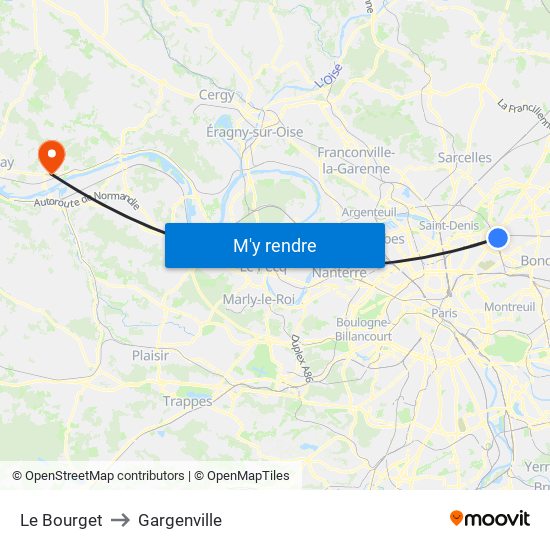 Le Bourget to Gargenville map