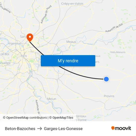 Beton-Bazoches to Garges-Les-Gonesse map