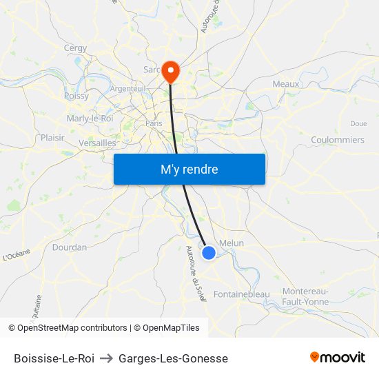 Boissise-Le-Roi to Garges-Les-Gonesse map