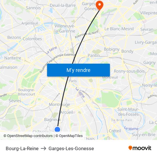 Bourg-La-Reine to Garges-Les-Gonesse map