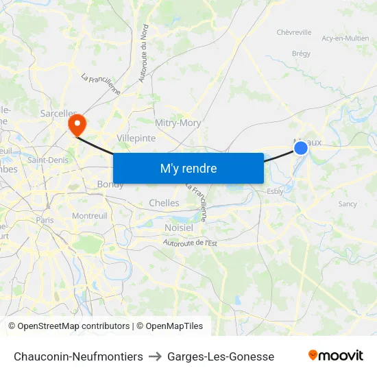 Chauconin-Neufmontiers to Garges-Les-Gonesse map