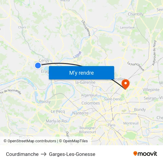 Courdimanche to Garges-Les-Gonesse map