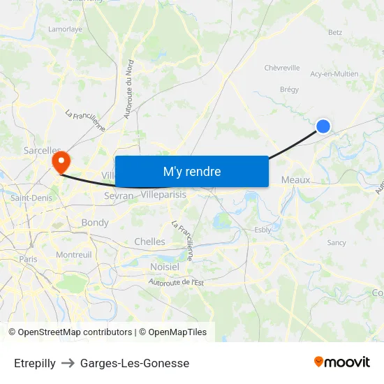 Etrepilly to Garges-Les-Gonesse map