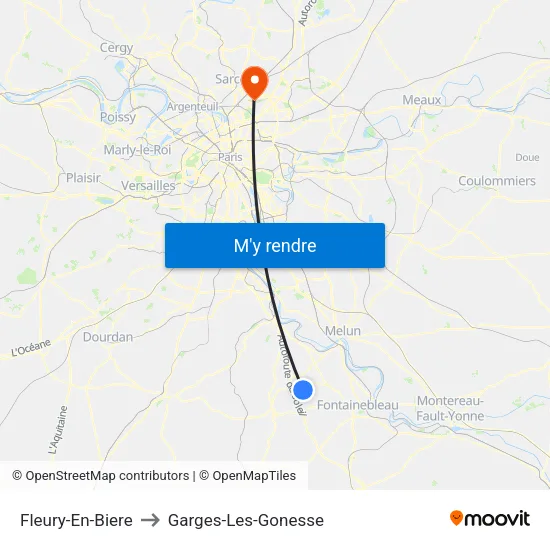 Fleury-En-Biere to Garges-Les-Gonesse map
