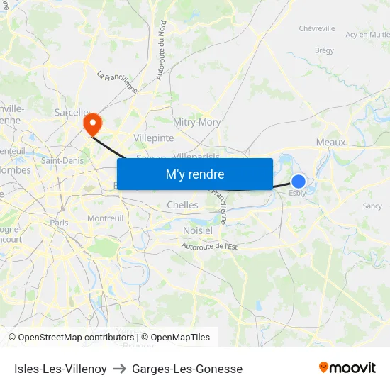 Isles-Les-Villenoy to Garges-Les-Gonesse map