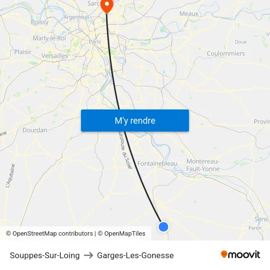 Souppes-Sur-Loing to Garges-Les-Gonesse map