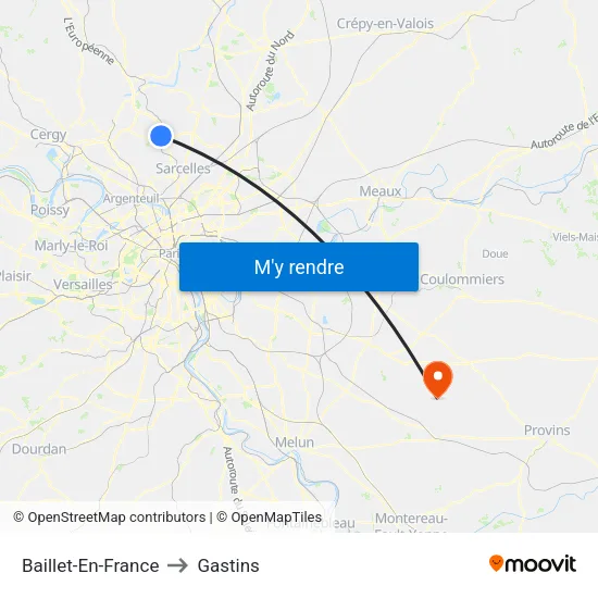 Baillet-En-France to Gastins map