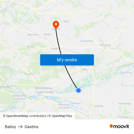 Balloy to Gastins map