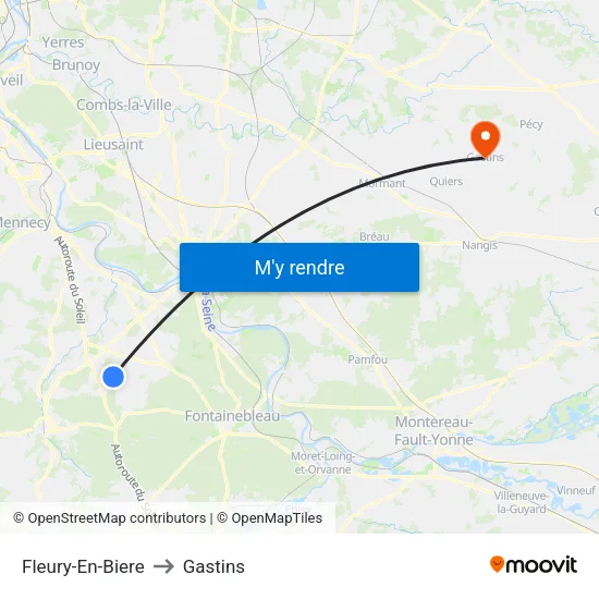 Fleury-En-Biere to Gastins map